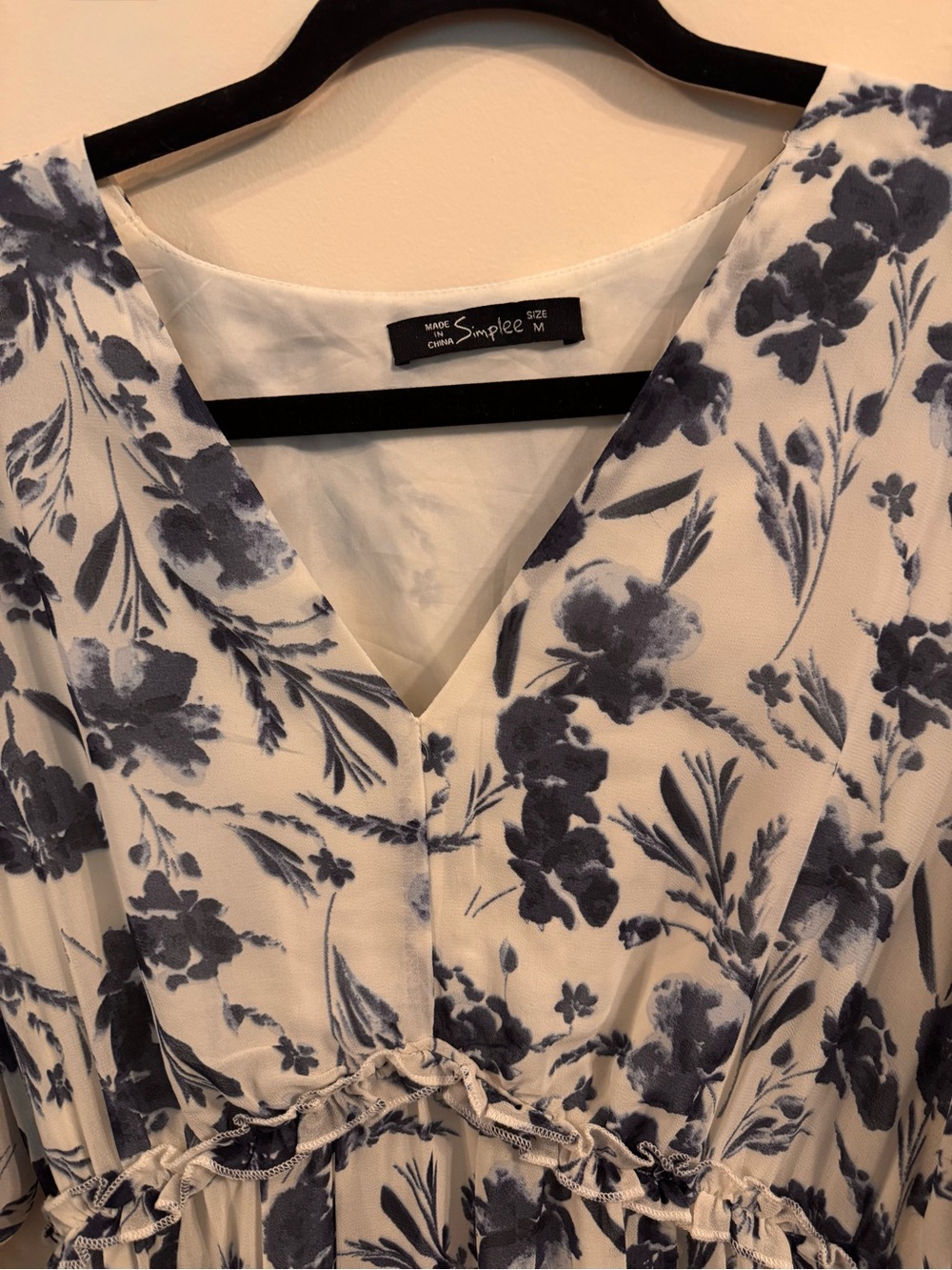 Simplee Apparel Cream Maxi Dress with Navy Floral Print - Picture 7 of 7